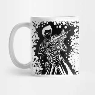 the dark soldier in black operatives in military action Mug